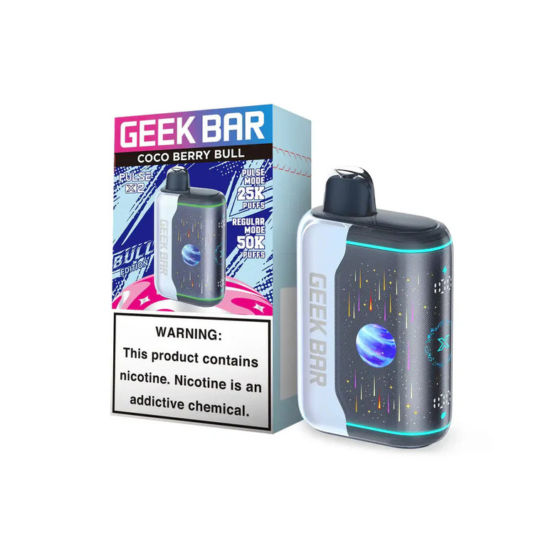 Coco Berry Bull - Geek Bar Pulse X 2 50K disposable vape packaging 