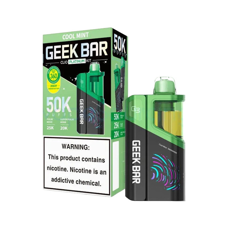 Cool Mint Disposable Vape - Geek Bar Clio Platinum 50K Kit