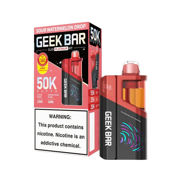Sour Watermelon Drop Disposable Vape - Geek Bar Clio Platinum 50K Kit 