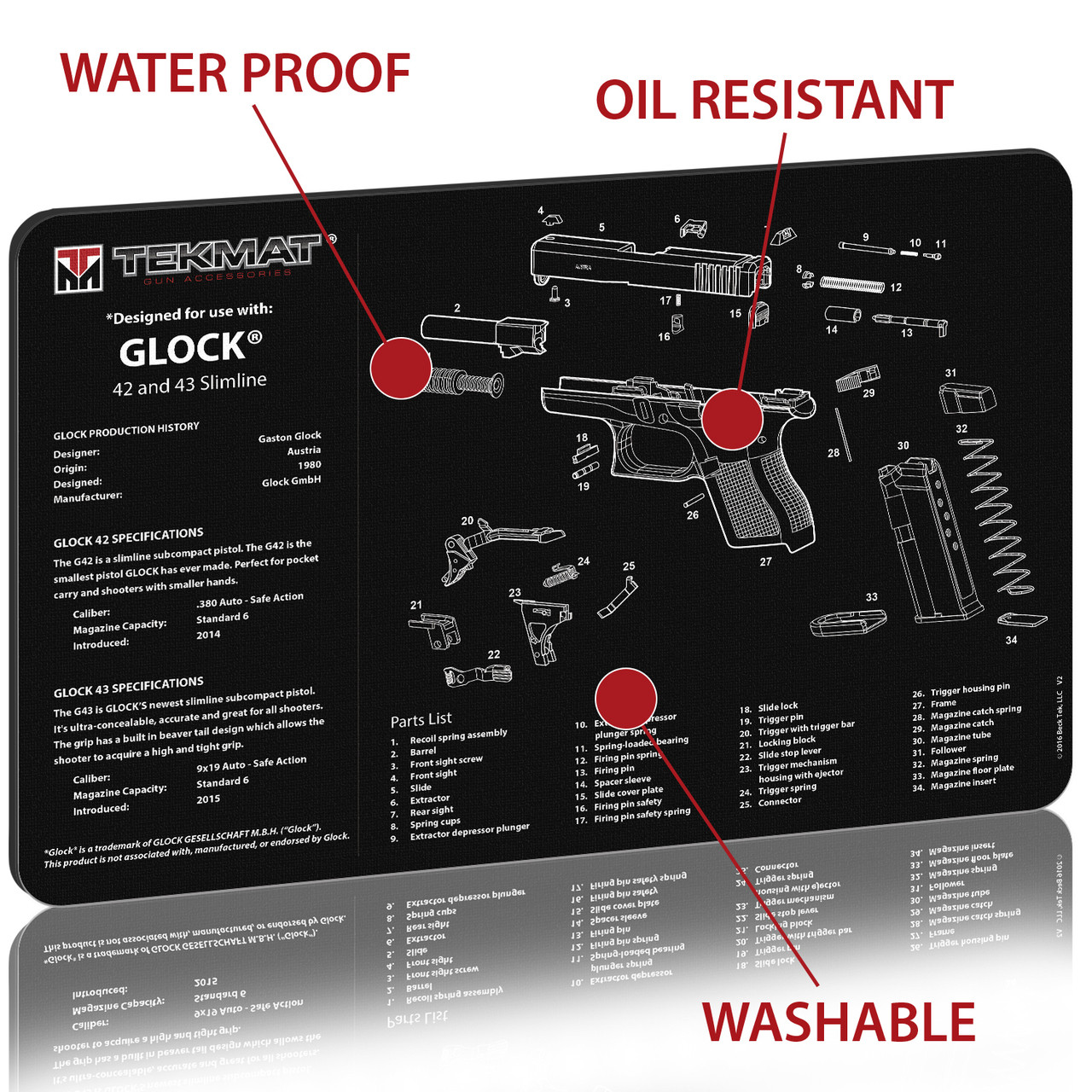 Glock 42 and 43 Gun Cleaning Mat