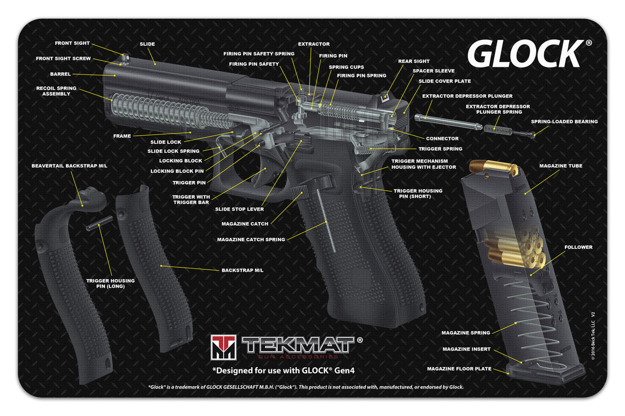 Glock - Cut Away Gun Cleaning Mat - TekMat Glock - Cut Away Gun Cleaning Mat - TekMat