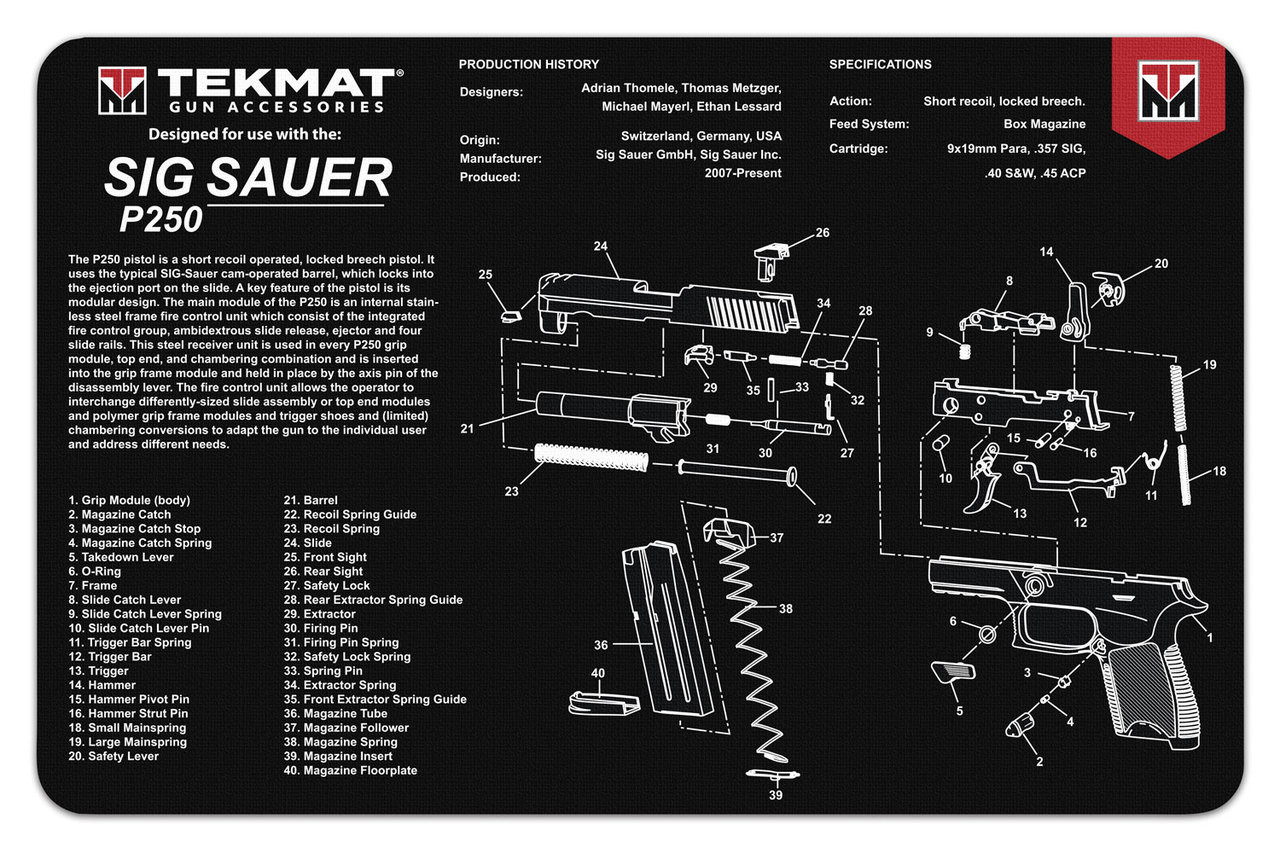 Gun Cleaning Mat for Sig Sauer p250