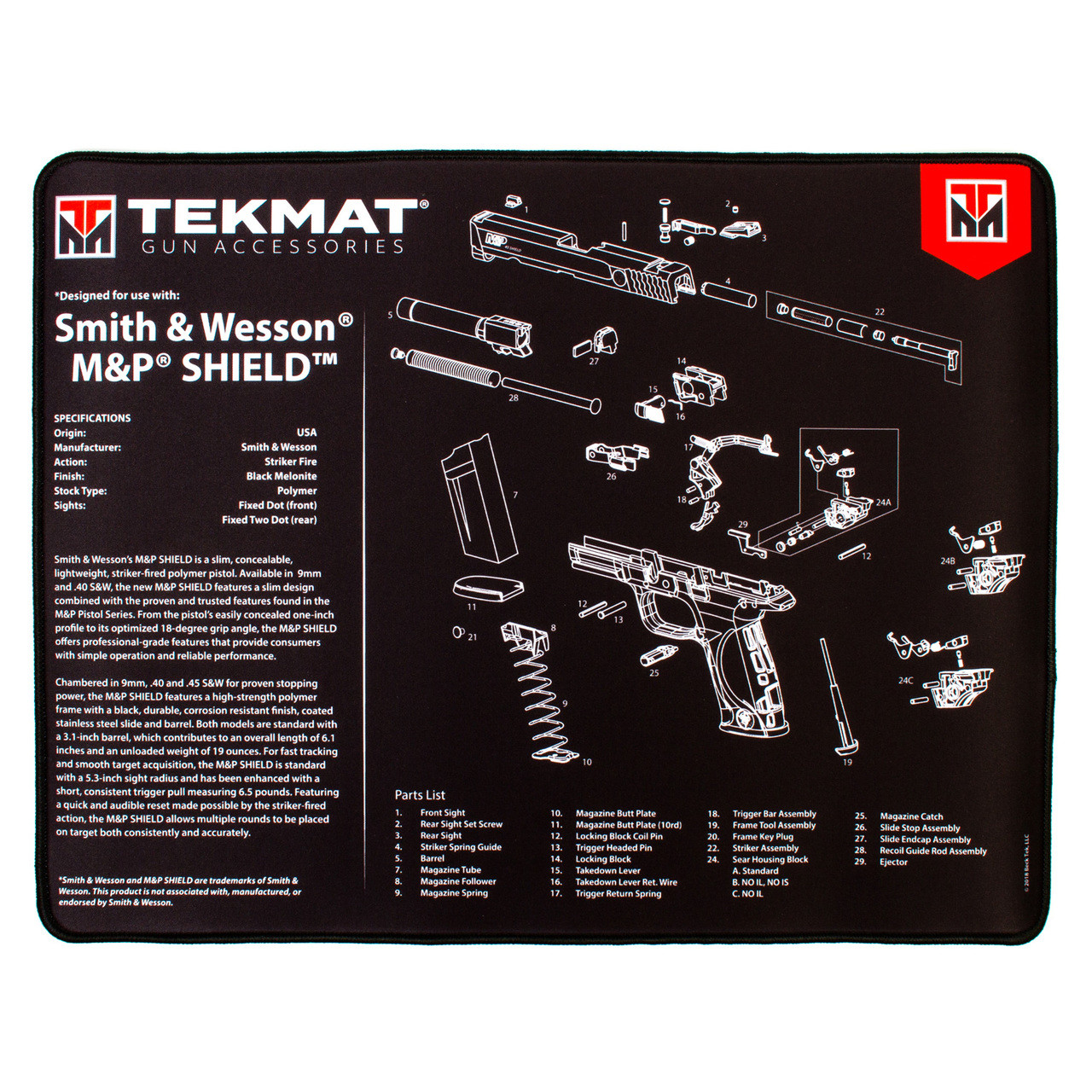 Smith & Wesson M&P Shield Ultra Premium Gun Cleaning Mat