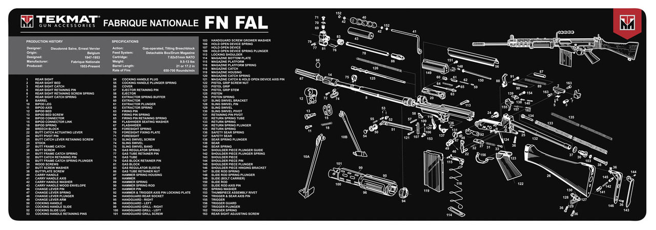 Diagram ダイアグラム ラビットファー ラクーンファー ダウンベスト 36 Gun Cleaning TekMat Gun Mat for the FN-FAL