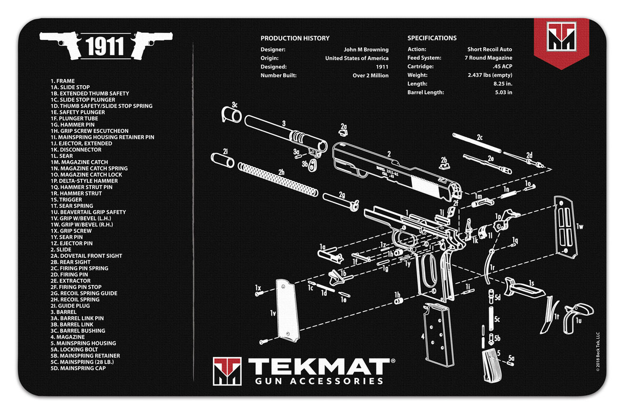 Gun Cleaning Bench Mat - Glock / 1911 - SFT2 Tactical