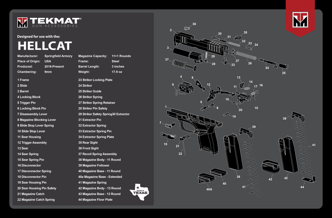Springfield Hellcat Gun Cleaning Mat - TekMat