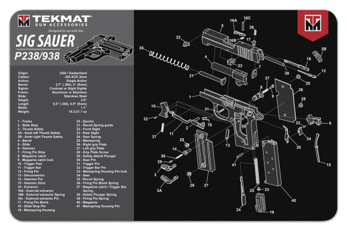 Sig Sauer P238/938 TekMat gun cleaning mat features