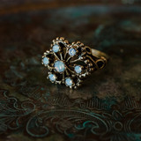Women's Vintage Ring Filigree with Pinfire Opals 18k Gold Edwardian Style Womans Jewelry Antique Ring  #R103 - Limited Stock - Never Worn