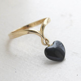 Vintage Ring Genuine Heart Shaped Onyx Ring 18k Gold Antique Women Jewelry R516 - Limited Stock - Never Worn