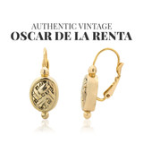 Vintage Earrings Oscar De La Renta Antique Gold Tone Dangling Lever Back Earrings #OSE-24464 Antique Earrings
