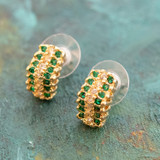 Vintage Earrings Emerald and Clear Swarovski Crystal Post Earrings E1753 - Limited Stock - Never Worn