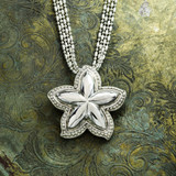 Vintage Oscar De La Renta 24 Inch White Gold Silver Tone Star Pendant Necklace #OSN-630-W - Limited Stock - Never Worn