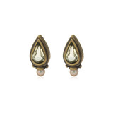 Vintage Earrings Oscar De La Renta Peridot Crystal and Pearl Post Earrings #OSE-650-GP - Limited Stock - Never Worn