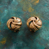 Vintage Oscar de la Renta Clip Earrings Gold Tone Swirl Button Design OSE-1212-CY Antique Jewelry Womans - Limited Stock - Never Worn