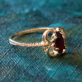 Vintage Ring Garnet Austrian Crystal Ring 18k Gold Antique Womans Jewelry R586 - Limited Stock - Never Worn