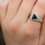 Vintage Ring Black and Clear Swarovski Crystal Pavé Ring 18k White Gold Silver Made in the USA R2932 - Limited Stock - Never Worn