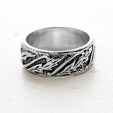 Vintage Ring Leaf Motif Band Ring 18k White Gold Silver Setting Antique Womans Jewelry R1000 - Limited Stock - Never Worn