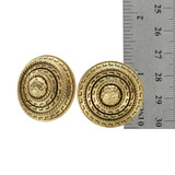 Vintage Earrings Oscar de la Renta Clip Earrings Antique Gold Tone Button Design Womens Earring OSE-633-CY - Limited Stock - Never Worn