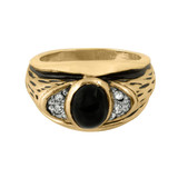 Vintage Ring 1980s Mens Onyx and Austrian Crystal 18kt Gold Plated Antique Ring #R6001 - Limited Stock - Never Worn