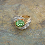 Vintage Ring 1980's Peridot Crystal Ring with Clear Crystals 18k Gold  R2444 - Limited Stock - Never Worn