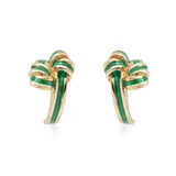 Vintage Mid Century Gold and Green Enamel Post Earrings Handmade Womans Earrings E4186-G - Limited Stock - Never Worn