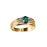 Vintage Ring Emerald and Clear Swarovski Crystals 18k Gold Band #R1318 Antique Womans Jewlery Handmade Size - Limited Stock - Never Worn