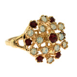 Vintage Ring Pinfire Opals and Ruby Swarovski Crystals 18k Gold Edwardian Style #R105 - Limited Stock - Never Worn