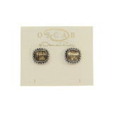 Vintage Earrings Oscar De La Renta Retro Two Tone Post Earrings OSE-635-TT - Limited Stock - Never Worn