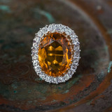 Vintage Ring Light Topaz and Clear Swarovski Crystal Cocktail Ring 18k Gold  #R1892 - Limited Stock - Never Worn