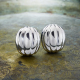 Vintage Earrings Oscar de la Renta Clip Earrings White Gold Silver Tone Dome Design OSE-620-CW - Limited Stock - Never Worn