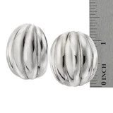 Vintage Earrings Oscar de la Renta Clip Earrings White Gold Silver Tone Dome Design OSE-620-CW - Limited Stock - Never Worn