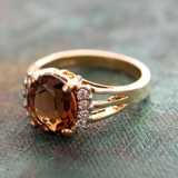 Vintage Ring 1980's Smoke Topaz Swarovski Crystal Ring 18k Gold  R1664 - Limited Stock - Never Worn