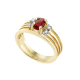 Vintage Ring Ruby and Clear Swarovski Crystals 18k Gold Band Antique Womans Stacking Dainty Ruby Jewelry #R1318 - Limited Stock - Never Worn