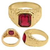 Vintage Ring 1980s Mens Ruby Crystal 18kt Gold Plated Antique for Men #R6004 - Limited Stock - Never Worn