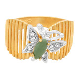 Vintage Ring Butterfly Ring Genuine Jade and Clear Swarovski Crystals 18kt Gold Antique Jewelry Women #R530 - Limited Stock - Never Worn