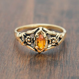 Women's Ring Light Topaz Austrian Crystal Vintage Ring Antiqued 18k Yellow Gold Electroplated 