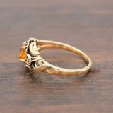 Women's Ring Light Topaz Austrian Crystal Vintage Ring Antiqued 18k Yellow Gold Electroplated 