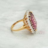 Vintage Ring Amethyst with Clear Austrian Crystal Cocktail Ring 18k Gold Never Worn Statement Cocktail Womans Antique Rings