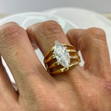 Vintage 7 ct. Marquise Cut Cubic Grade AAAAA Zirconia Solitaire Engagement Style Ring 18KT Gold Electroplated Antique Womans Jewelry