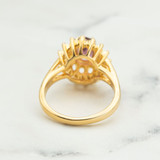 Vintage Amethyst and Clear Crystal Cocktail Ring 18k Gold Antique Womans Jewelry R1352 - Limited Stock - Never Worn