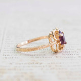 Vintage Ring Amethyst Crystal 18k Yellow Gold Electroplated Setting February Birthstone Made in USA #R586