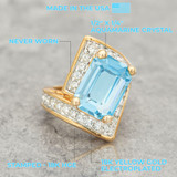 Vintage Ring Aquamarine and Clear Austrian Crystal Ring 18k Gold Electroplated Antique Jewelry for Women