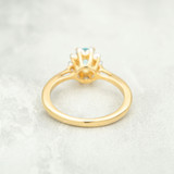 Vintage Ring Aquamarine and Clear Austrian Crystals 18kt Gold Plated Band