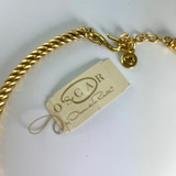 Unique Vintage Oscar De La Renta Gold Collar Womens Necklace Twisted Rope Bar Necklace #OSN-244 With Oscar Logo