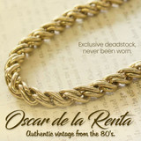 Unique Vintage Oscar De La Renta Gold Collar Womens Necklace Twisted Rope Bar Necklace #OSN-244 With Oscar Logo