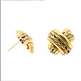 Vintage Oscar De La Renta X Gold Tone Earrings Stamped with OSCAR Logo #OSE-610