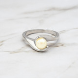 A Vintage Ring 1970's Antique Pearl Ring 18k White Gold Jewelry