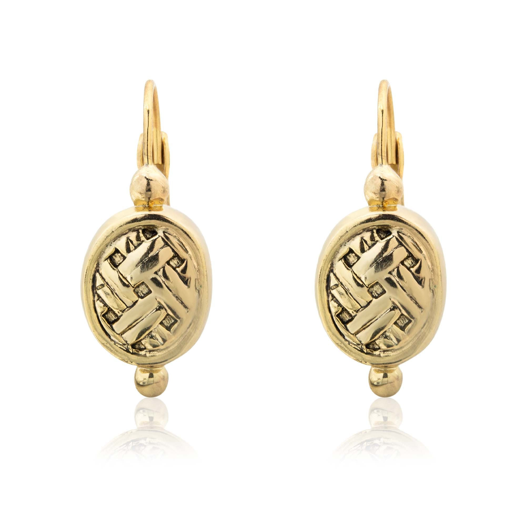 Vintage Earrings Oscar De La Renta Antique Gold Tone Dangling
