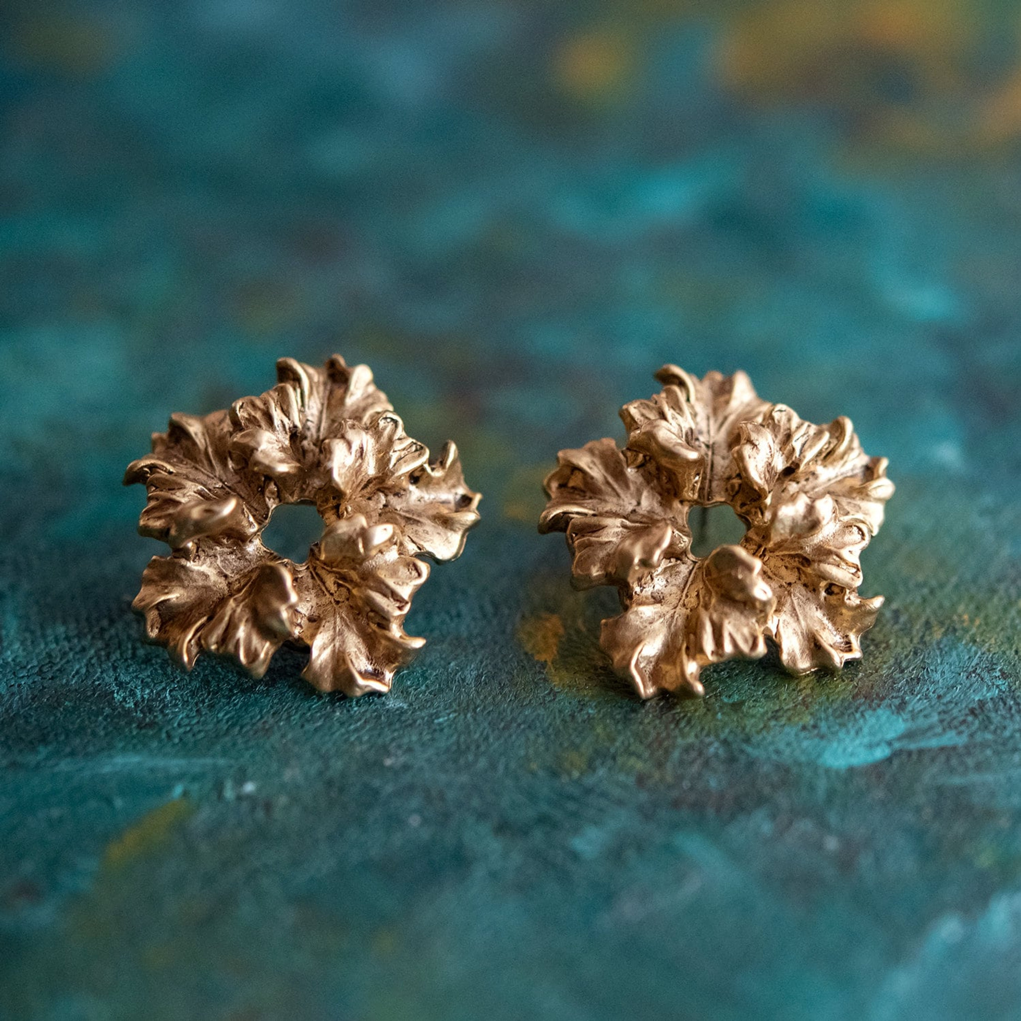 Vintage Earrings Oscar de la Renta Post Earrings Gold Tone Flower Jewelry  Womans Designer OSE-223
