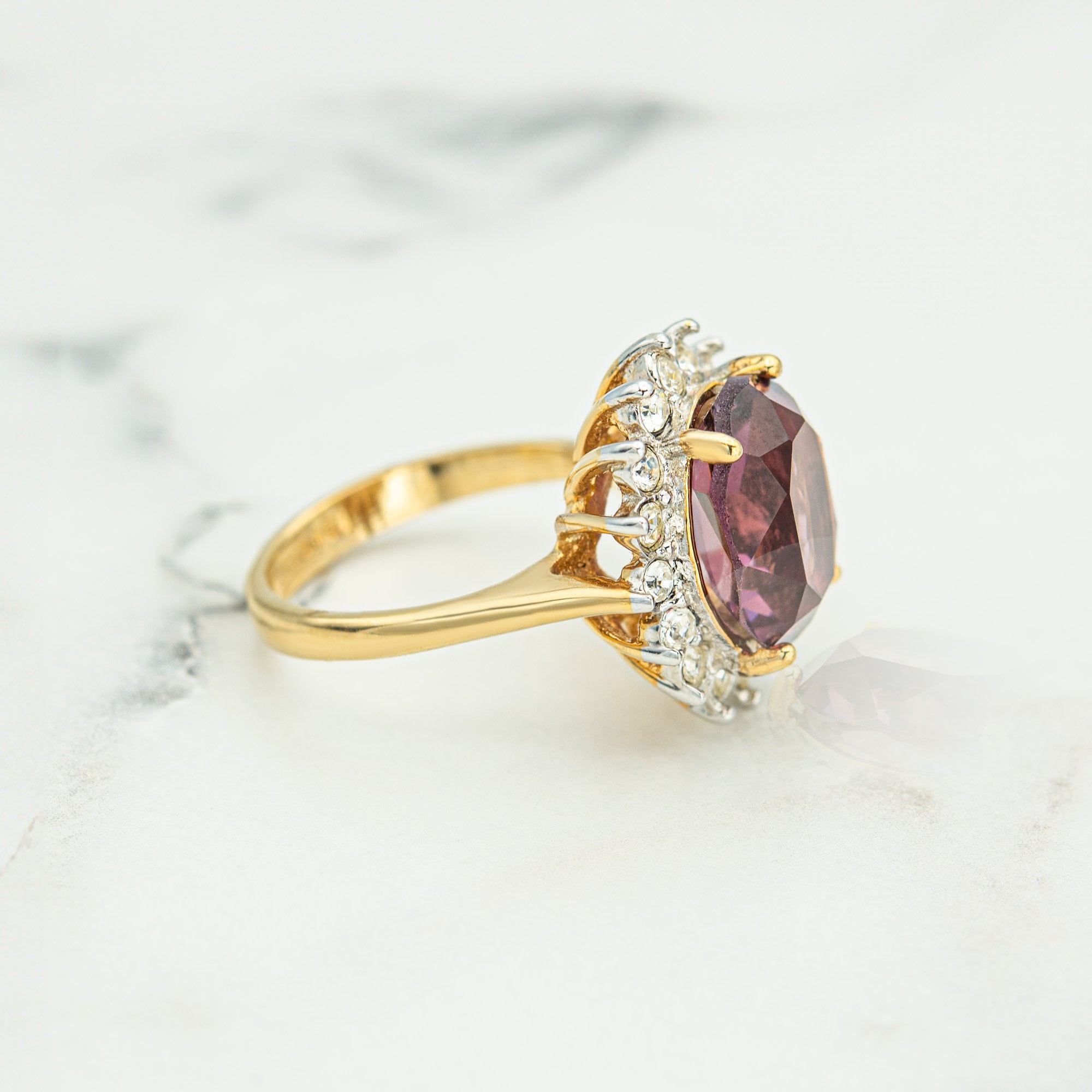 Vintage Crystal Bright Golden Ring main image 1